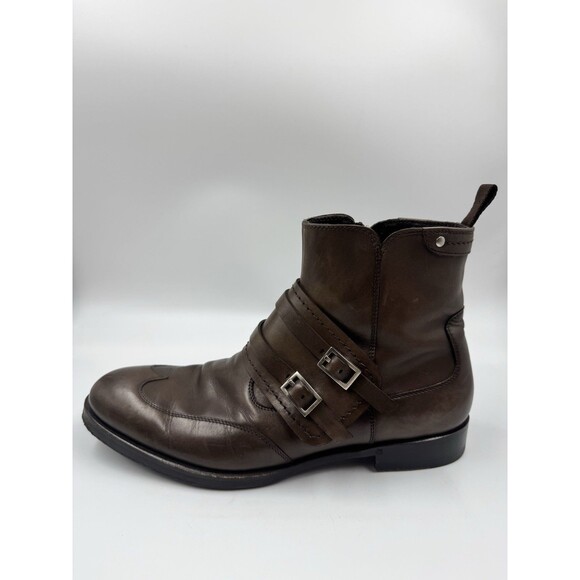 Sergio Rossi Men Size 7 Brown Leather Ankle Boots - Picture 15 of 16